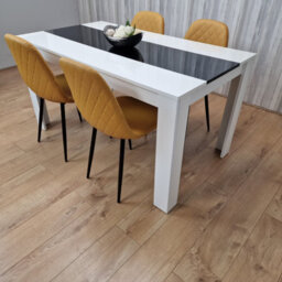 Kosy Koala Modern White And Black Dining Table Set With 4 Mustard Chairs Dining Room Furniture - thumbnail 3
