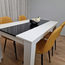 Kosy Koala Modern White And Black Dining Table Set With 4 Mustard Chairs Dining Room Furniture - thumbnail 6