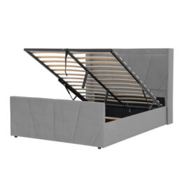 Harmin Luxury 4Ft6 Double Grey Plush Velvet Ottoman Sunshine Winged Bed - thumbnail 4