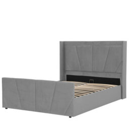 Harmin Luxury 4Ft6 Double Grey Plush Velvet Ottoman Sunshine Winged Bed - thumbnail 5
