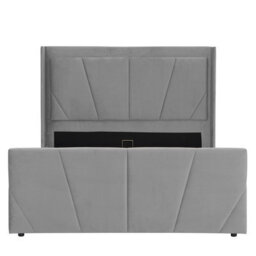 Harmin Luxury 4Ft6 Double Grey Plush Velvet Ottoman Sunshine Winged Bed - thumbnail 6
