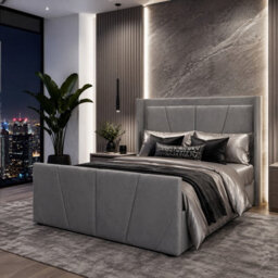 Harmin Luxury 4Ft6 Double Grey Plush Velvet Ottoman Sunshine Winged Bed - thumbnail 3