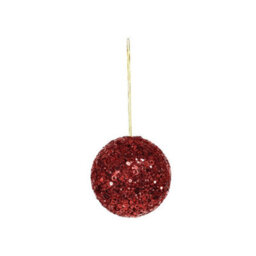 Glitter Bauble Dia10Cm 2 Pack - Red - thumbnail 1