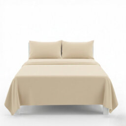 Easy Care Flat Bed Sheet Polycotton Durable Low Maintenance Bedding Cream - thumbnail 2