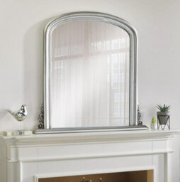 The Online Mirror Shop Arched Shape Overmantle Mirror With Silver Frame, Canterbury Of H86 X W88 X D6 Cm, Handcrafted, Stylish, Durable Home Décor - thumbnail 2