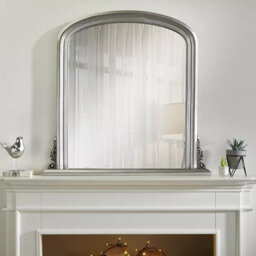 The Online Mirror Shop Arched Shape Overmantle Mirror With Silver Frame, Canterbury Of H86 X W88 X D6 Cm, Handcrafted, Stylish, Durable Home Décor