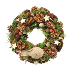 Urbn-Living Urbnliving Christmas Wreath 30Cm With Woodland Animal Figurine Bird Traditional Festive Decoration For Door Wall Table Home