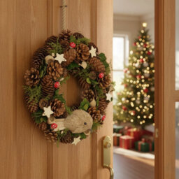 Urbn-Living Urbnliving Christmas Wreath 30Cm With Woodland Animal Figurine Bird Traditional Festive Decoration For Door Wall Table Home - thumbnail 2
