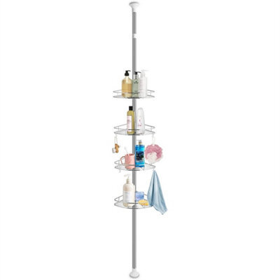 4 Tier Telescopic Bathroom Wall Corner Shelf Rack Shower Caddy-Stainless Steel - image 1
