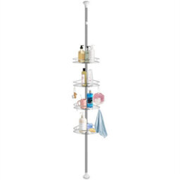 4 Tier Telescopic Bathroom Wall Corner Shelf Rack Shower Caddy-Stainless Steel