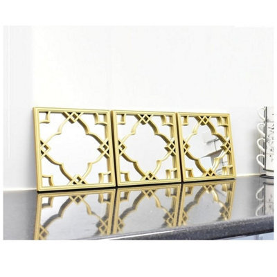 Set Of 3 Silver Moroccan Tile Mirrors Moroccan Wall Art Hanging Mirrors Gold