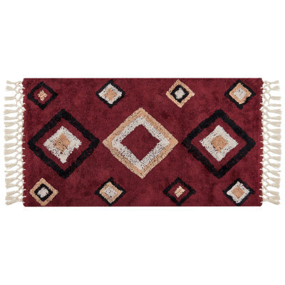 Beliani Rug Siirt Red 80 X 150 Cm Cotton - image 1