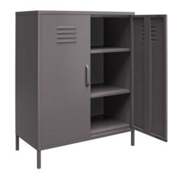 Dorel Home Bradford Metal Cabinet With 2 Doors Vertical In Grey - thumbnail 3