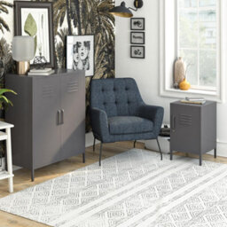 Dorel Home Bradford Metal Cabinet With 2 Doors Vertical In Grey - thumbnail 2