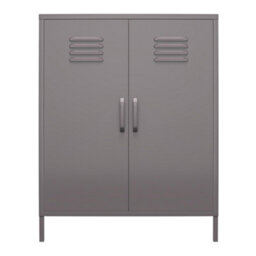Dorel Home Bradford Metal Cabinet With 2 Doors Vertical In Grey - thumbnail 1