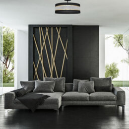 Luminosa Lighting Luminosa Helen Cylindrical Ceiling Light Black, Gold 40Cm - thumbnail 3