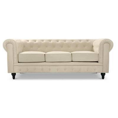 Bravich Chesterfield Velvet Upholstery Button-Tufted 3-Seater Sofa - image 1