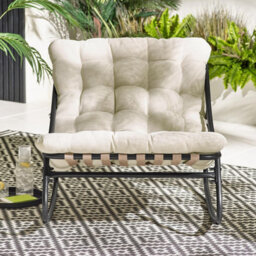 Furniturebox Hydra Comfy Garden Lounger Rocking Garden Chair Cream, Outdoor Relaxation Patio Deck Sun Lounge Garden Chair Seating - thumbnail 2