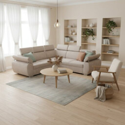 Furnipol Boston Maxi 4 Seater Corner Sofa Bed Universal Orientation Fabric Upholstery Built In Storage Container Beige - thumbnail 2