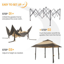 Yaheetech Khaki/brown 4X4M Pop-Up Gazebo Tent With 4 Mesh Sidewalls - thumbnail 5