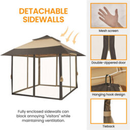 Yaheetech Khaki/brown 4X4M Pop-Up Gazebo Tent With 4 Mesh Sidewalls - thumbnail 9