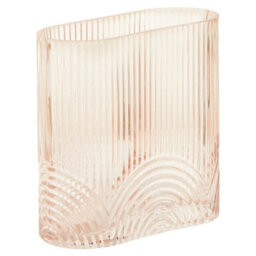 Orsina Small Pink Glass Vase, Textured Glass Flower Vase, Embossed Detailing Pink Modern Vase For Living Rooms - thumbnail 4