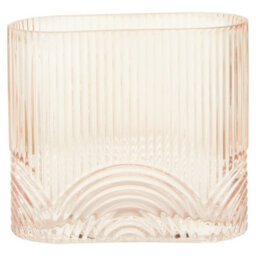 Orsina Small Pink Glass Vase, Textured Glass Flower Vase, Embossed Detailing Pink Modern Vase For Living Rooms