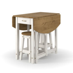 Core Products Corona White Oval Breakfast Drop Leaf Gateleg Table & 2 Stool Set, H84.0Cm X W114.0/50.0Cm X D89.0Cm - thumbnail 2