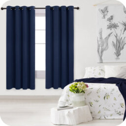 Deconovo Blackout Curtains Thermal Insulated Curtains Energy Saving Eyelet Blackout Curtains W52 X L54 Inch Navy Blue 2 Panels - thumbnail 2