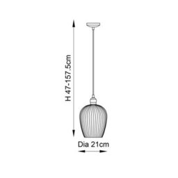 Luminosa Lighting Luminosa Livorno Dome Pendant Ceiling Light Bright Nickel Plate, Clear Ribbed Glass - thumbnail 8