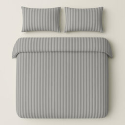 Bedlooms Silver Stripe Duvet Cover Set, Reversible, Breathable & Hypoallergenic Bedding Pack, Double 200X200Cm - thumbnail 2