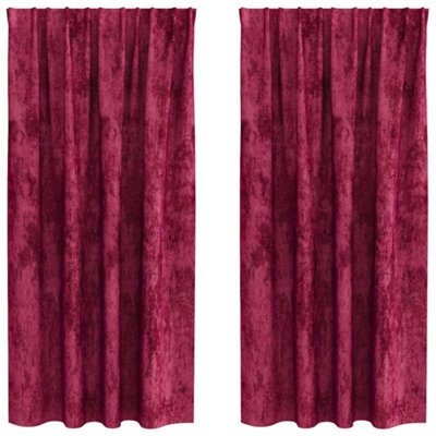 Berkfield Classic Curtain With Curtains 2 Pcs Wine Red 175 X 140 Cm Velvet
