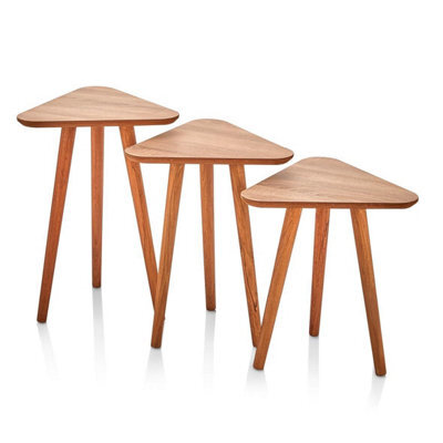 Divchi Wood Leg Nesting Coffee Tables, Set Of 3 - Brown