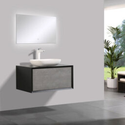 Plum&clay Declan Black & Concrete Wall Mounted Vanity Unit & Basin Set (W)800mm (H)400mm - thumbnail 6