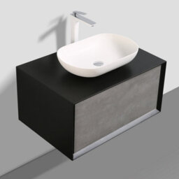 Plum&clay Declan Black & Concrete Wall Mounted Vanity Unit & Basin Set (W)800mm (H)400mm - thumbnail 5
