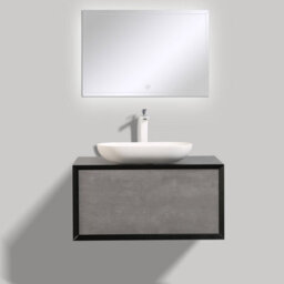 Plum&clay Declan Black & Concrete Wall Mounted Vanity Unit & Basin Set (W)800mm (H)400mm - thumbnail 3