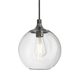 Industville Chelsea Glass Globe Pendant - 7 Inch, Clear Glass Globe - 7 Inch, Shiny Black Nickel Pendant Holder - thumbnail 1