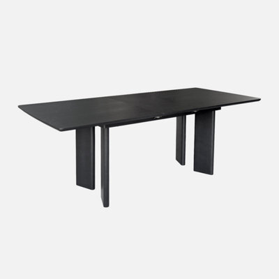 Sweeek - 6-8 Seater Rectangular Extendable Dining Table Rubberwood And Oak Veneer Black 170X90X76 Cm - Albane - image 1