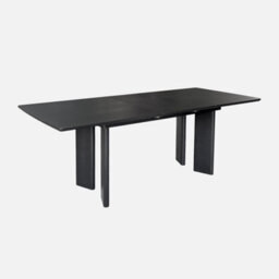 Sweeek - 6-8 Seater Rectangular Extendable Dining Table Rubberwood And Oak Veneer Black 170X90X76 Cm - Albane - thumbnail 1
