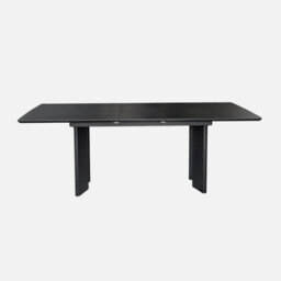 Sweeek - 6-8 Seater Rectangular Extendable Dining Table Rubberwood And Oak Veneer Black 170X90X76 Cm - Albane - thumbnail 5