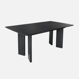 Sweeek - 6-8 Seater Rectangular Extendable Dining Table Rubberwood And Oak Veneer Black 170X90X76 Cm - Albane - thumbnail 3