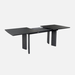 Sweeek - 6-8 Seater Rectangular Extendable Dining Table Rubberwood And Oak Veneer Black 170X90X76 Cm - Albane - thumbnail 2