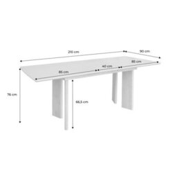 Sweeek - 6-8 Seater Rectangular Extendable Dining Table Rubberwood And Oak Veneer Black 170X90X76 Cm - Albane - thumbnail 7