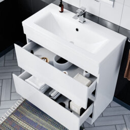 Nes Home White 800mm Pvc 2 Drawer Vanity Cabinet & Basin Sink Floor Standing - thumbnail 6