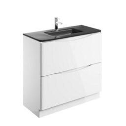 Plum&clay Eden Gloss White Floorstanding Vanity Unit With Grey Glass Basin (W)900mm - thumbnail 4