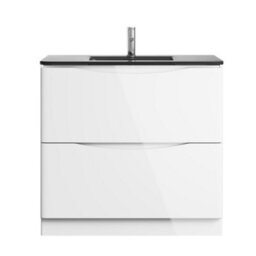 Plum&clay Eden Gloss White Floorstanding Vanity Unit With Grey Glass Basin (W)900mm - thumbnail 5
