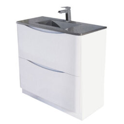 Plum&clay Eden Gloss White Floorstanding Vanity Unit With Grey Glass Basin (W)900mm