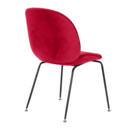 Fusion Living Luxurious Red Velvet Dining Chair With Black Metal Legs - thumbnail 5