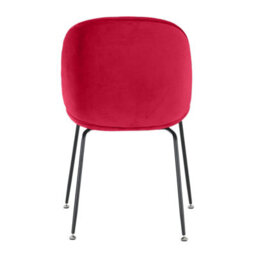 Fusion Living Luxurious Red Velvet Dining Chair With Black Metal Legs - thumbnail 3