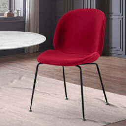 Fusion Living Luxurious Red Velvet Dining Chair With Black Metal Legs - thumbnail 2